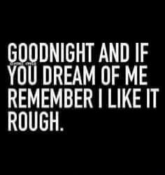 GOODNIGHT AND IF YOU DREAM OF ME REMEMBER I LIKE IT ROUGH.