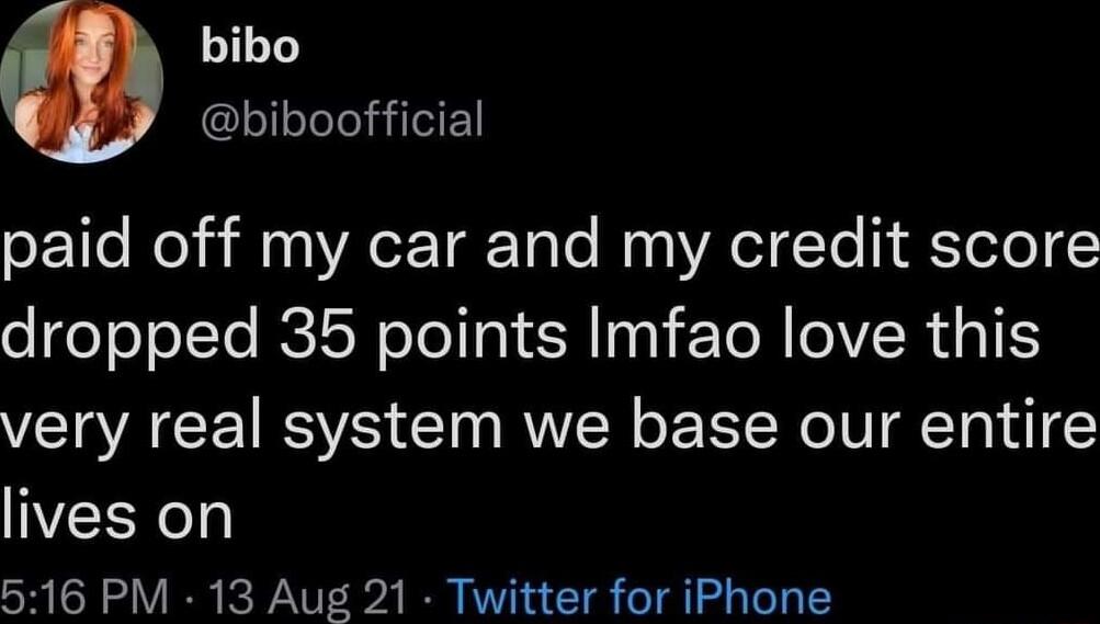 bibo biboofficial LTl el Mot A TaTale My Aol Te TTl dropped 35 points Imfao love this very real system we base our entire lives on 516 PM 13 Aug 21 Twitter for iPhone