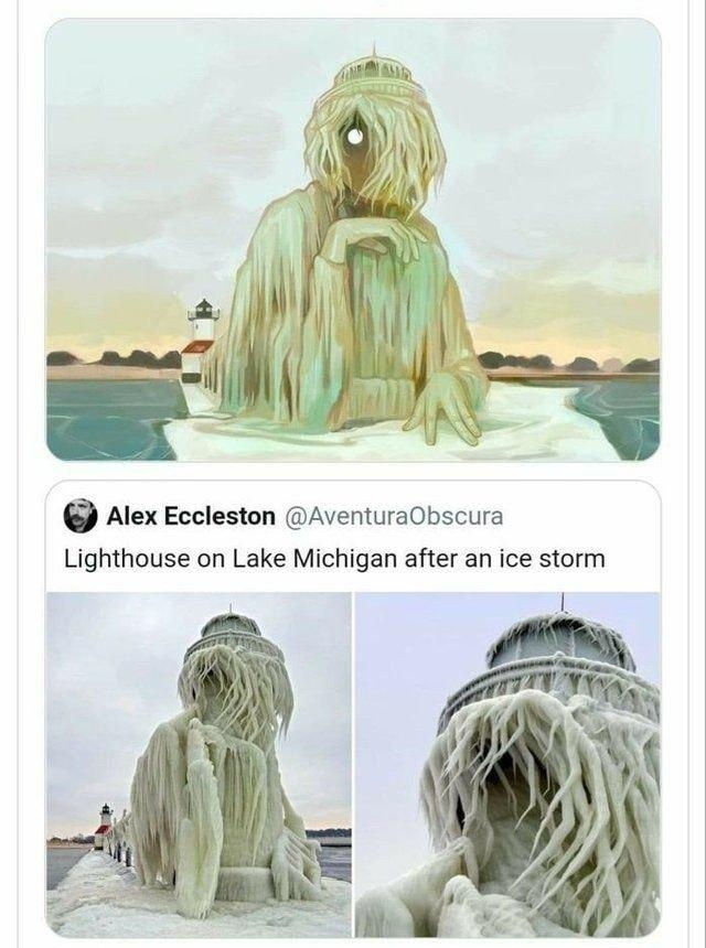 o Alex Eccleston AventuraObscura Lighthouse on Lake Michigan after an ice storm