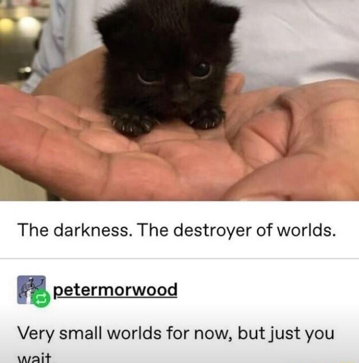The darkness The destroyer of worlds petermorwood Very small worlds for now but just you T