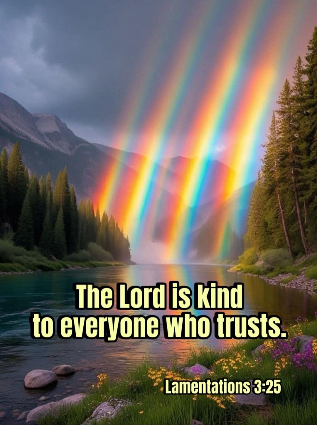 The Lord is kind to everyone who trusts. Lamentations 3:25