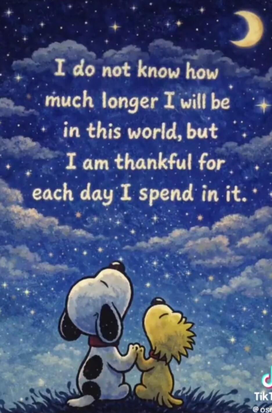 I do not know how much longer I will be in this world, but I am thankful for each day I spend in it.
