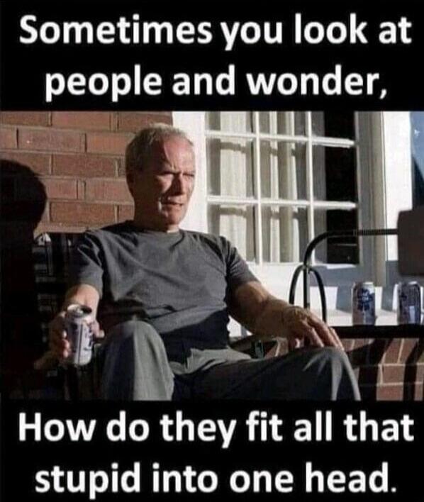 Sometimes you look at people and wonder, How do they fit all that stupid into one head.