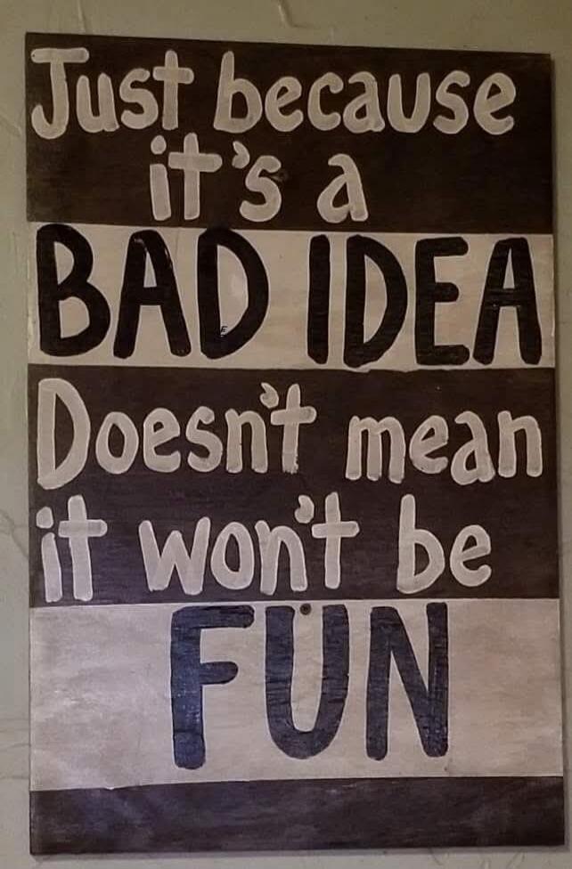 Just because it's a BAD IDEA Doesn't mean it won't be FUN