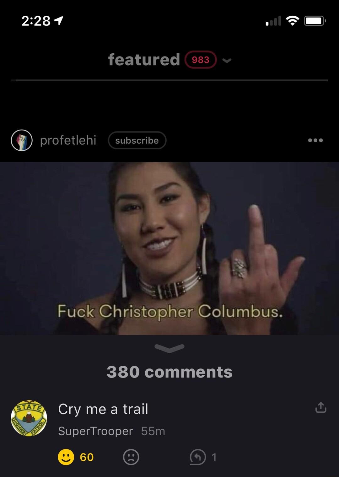 paria4 o F featured os3 profetieni subserive 380 comments Cry me a trail SuperTrooper 55m O 1 e