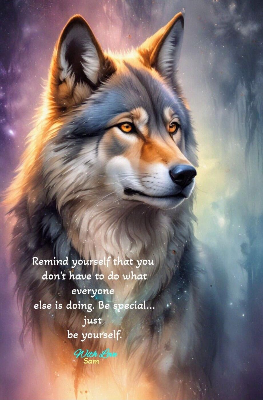 Remind yourself that you don't have to do what everyone else is doing. Be special... just be yourself. With Love Sam