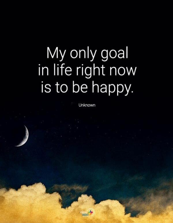 My only goal in life right now is to be happy. Unknown