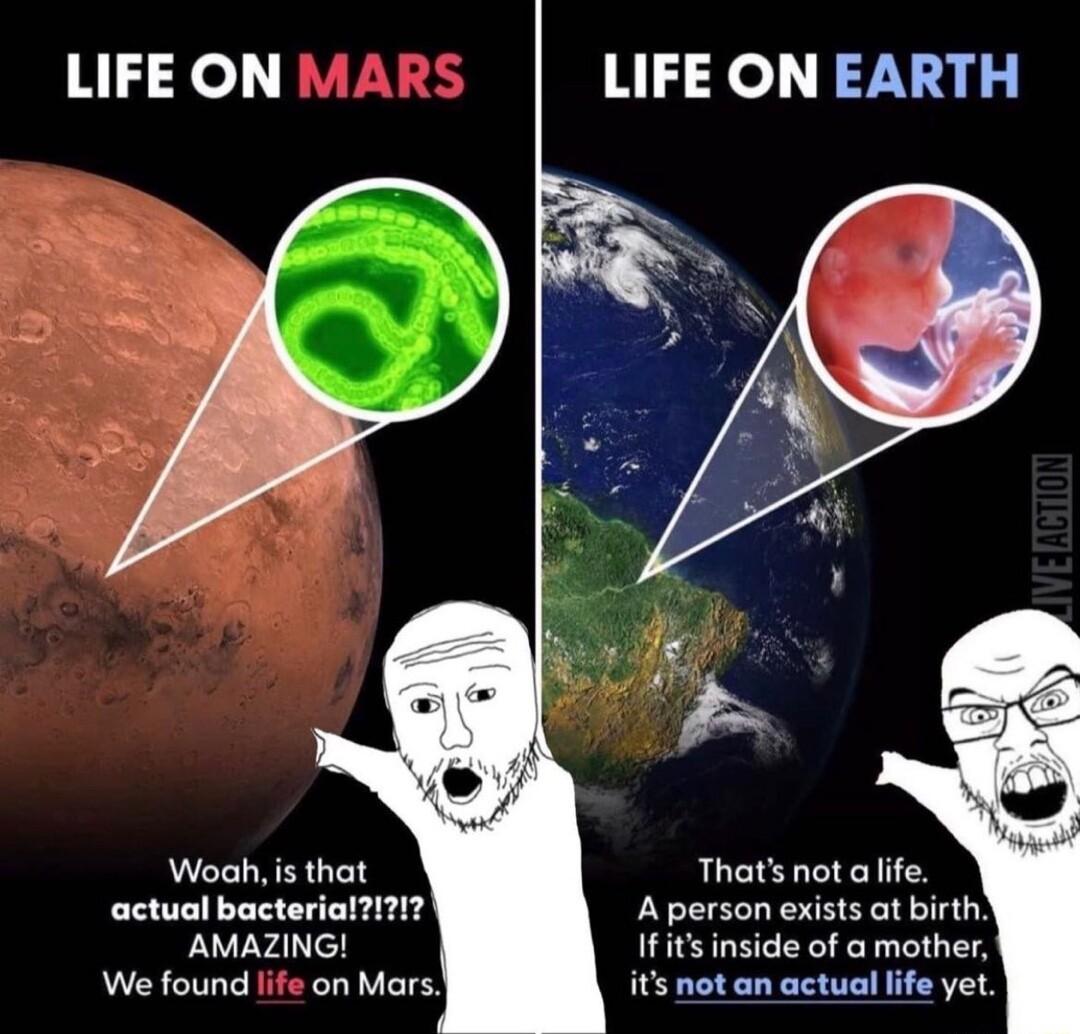 LIFE ON LIFE ON EARTH Woah is that Thats not alife actual bacterial A person exists at birth AMAZIN Ifits inside of a mother We found life on Mars its not an actual life yet