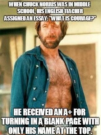 WHEN CHUCK NORRIS WAS IN MIDDLE SCHOOL, HIS ENGLISH TEACHER ASSIGNED AN ESSAY: 