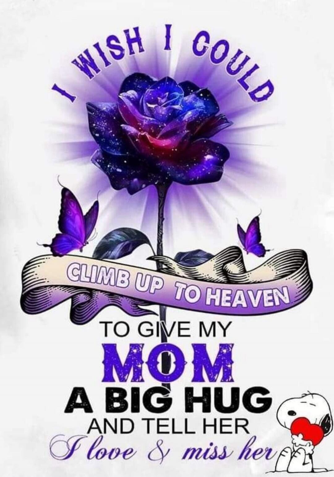 I WISH I COULD CLIMB UP TO HEAVEN TO GIVE MY MOM A BIG HUG AND TELL HER I love & miss her