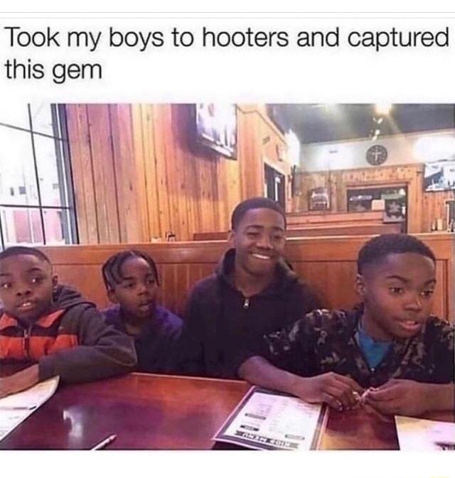 Took my boys to hooters and captured this gem
