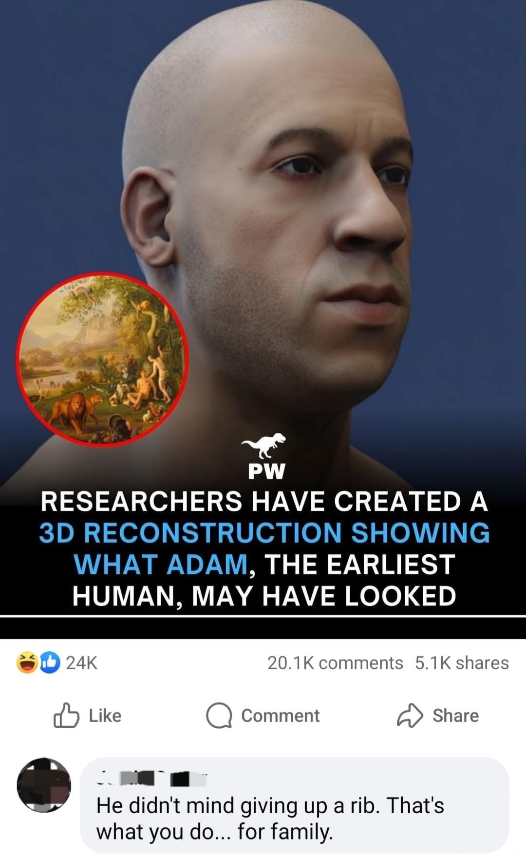 RESEARCHERS HAVE CREATED A 3D RECONSTRUCTION SHOWING WHAT ADAM, THE EARLIEST HUMAN, MAY HAVE LOOKED