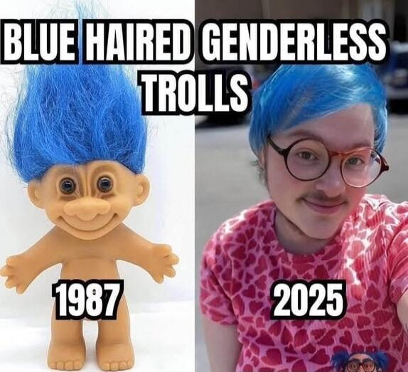 BLUE HAIRED GENDERLESS TROLLS 1987 2025