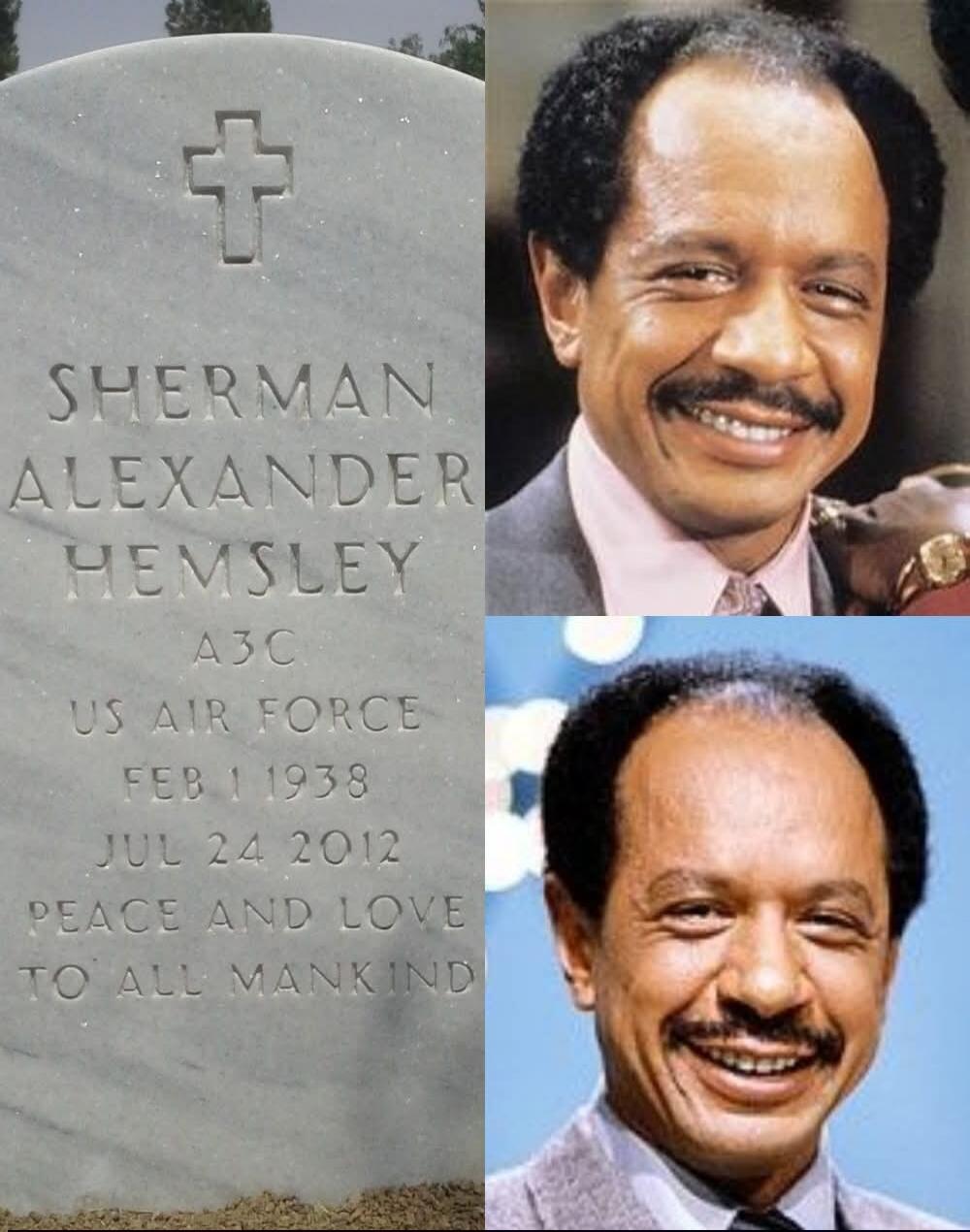 SHERMAN ALEXANDER HEMSLEY A3C US AIR FORCE FEB 1 1938 JUL 24 2012 PEACE AND LOVE TO ALL MANKIND
