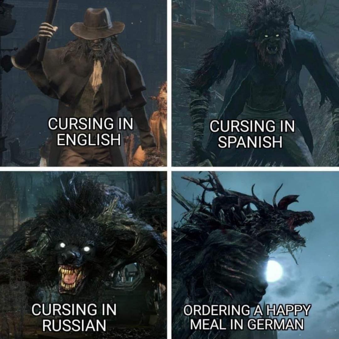 e TSNl CURSINGIN ENGLISH SPANISH 4 s E CURSING IN B TSN ENARRY UESTAN MEAL IN GERMAN