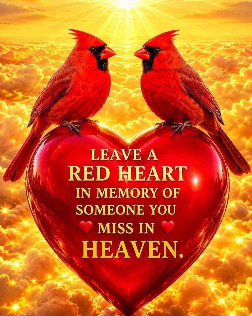 LEAVE A RED HEART IN MEMORY OF SOMEONE YOU MISS IN HEAVEN.