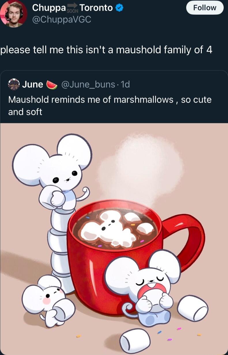 Chuppa Toronto please tell me this isnt a maushold family of 4 June Jur Maushold reminds me of marshmallows so cute ELCE
