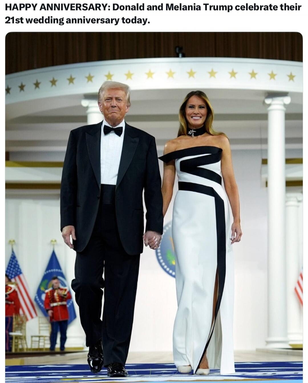 HAPPY ANNIVERSARY: Donald and Melania Trump celebrate their 21st wedding anniversary today.