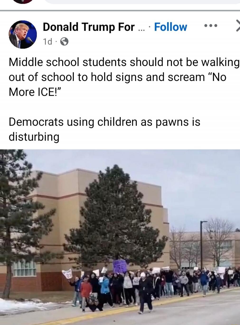 Middle school students should not be walking out of school to hold signs and scream 