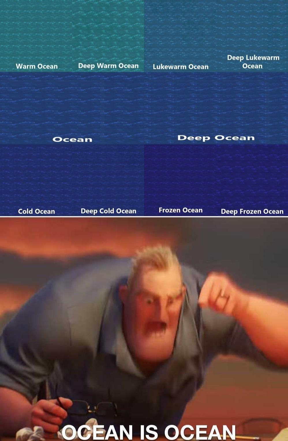 Ocean Deep Ocean Cold Ocean Deep Cold Ocean Frozen Ocean Deep Frozen Ocean Lo r GEAN IS OCEAN _ 4 made with mematic