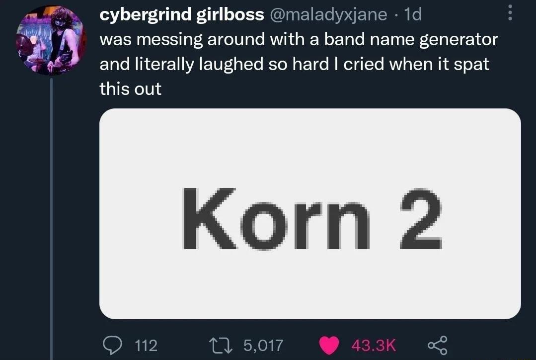 cybergrind girlboss maladyx was messing around with a band name generator and literally laughed so hard cried when it spat QUIELTT