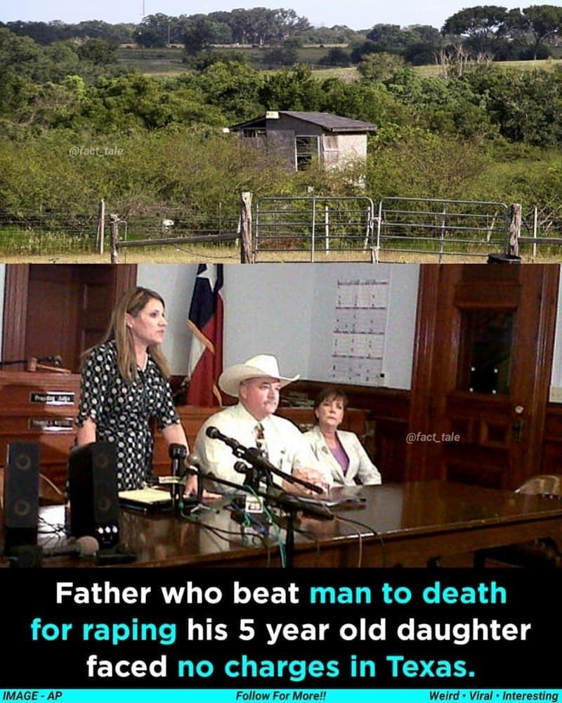 Father who beat man to death for raping his 5 year old daughter faced no charges in Texas IMAGE AP Follow For More Weird Viral Interesting