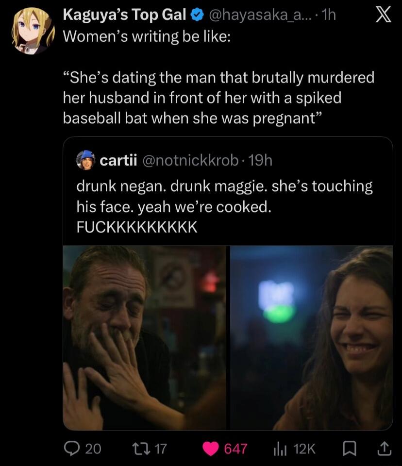 Kaguya's Top Gal @hayasaka_a... 1h Women's writing be like: 
