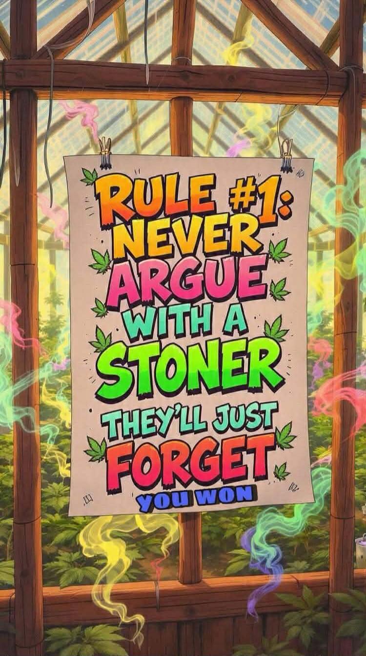 RULE #1: NEVER ARGUE WITH A STONER THEY'LL JUST FORGET YOU WON