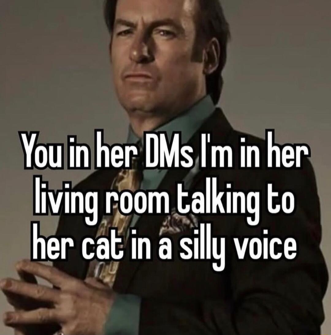 Youin her DMs Im in her living room talking to her cat in a silly voice