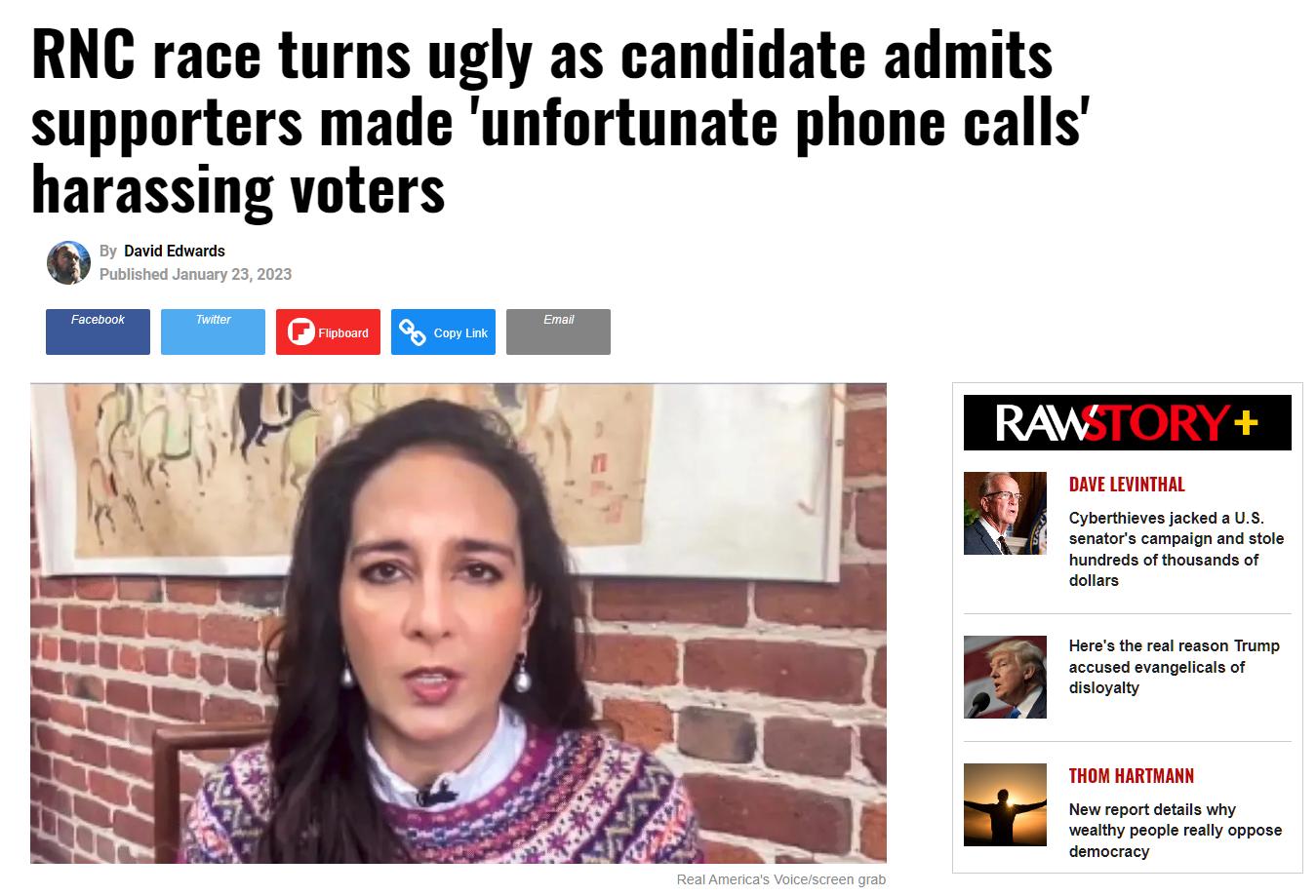 RNC race turns ugly as candidate admits supporters made unfortunate phone calls harassing voters