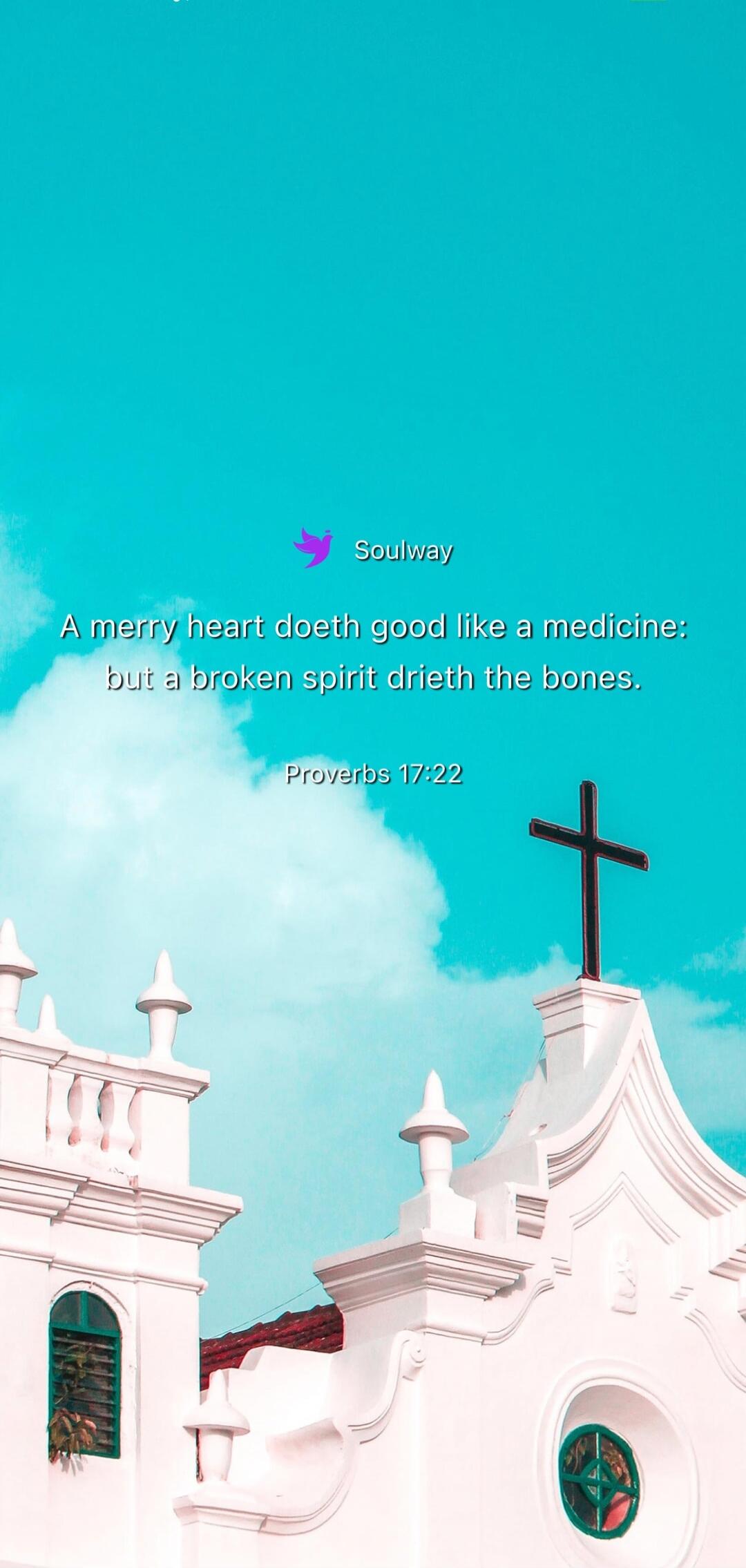 Soulway A merry heart doeth good like a medicine: but a broken spirit drieth the bones. Proverbs 17:22