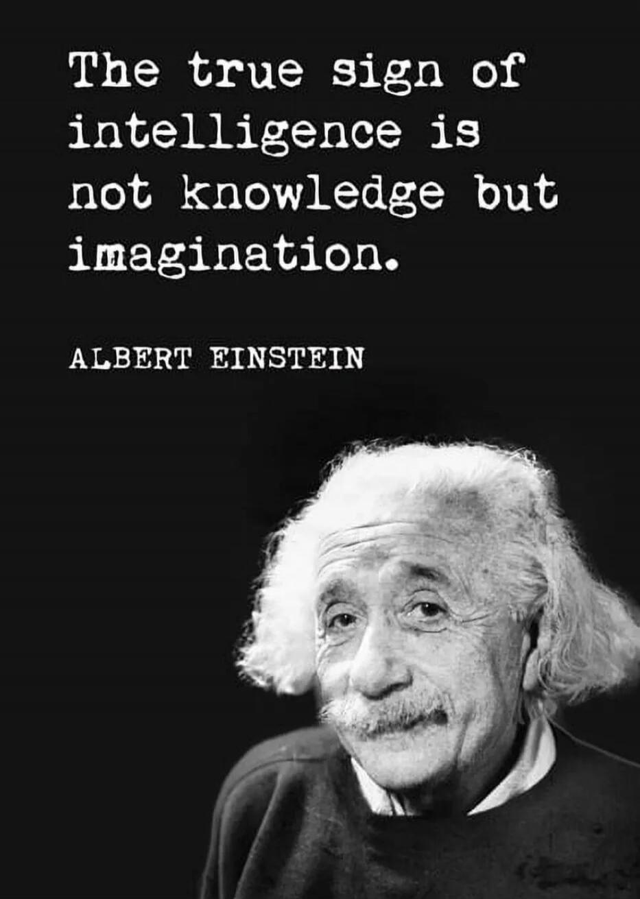 The true sign of intelligence is not knowledge but imagination. ALBERT EINSTEIN
