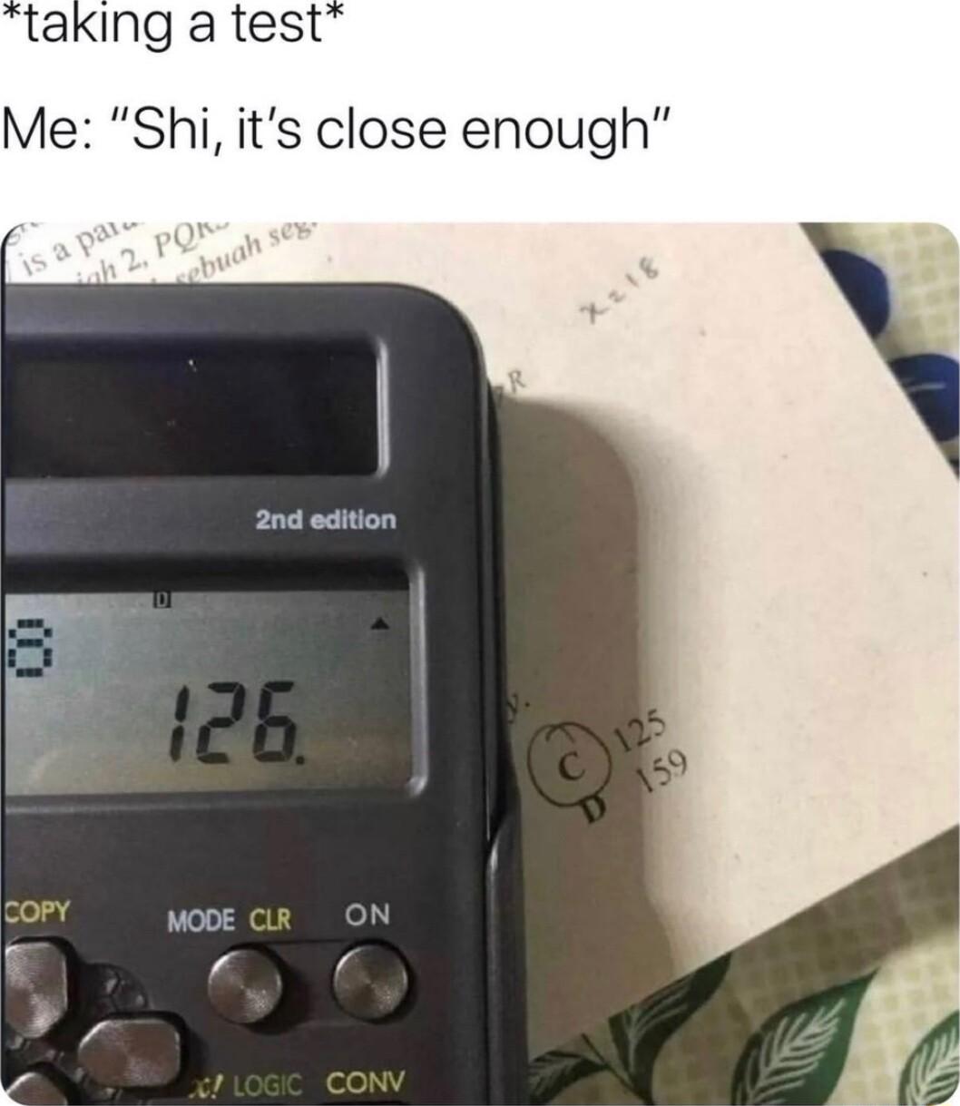 taking a test Me Shi its close eno 2nd edition