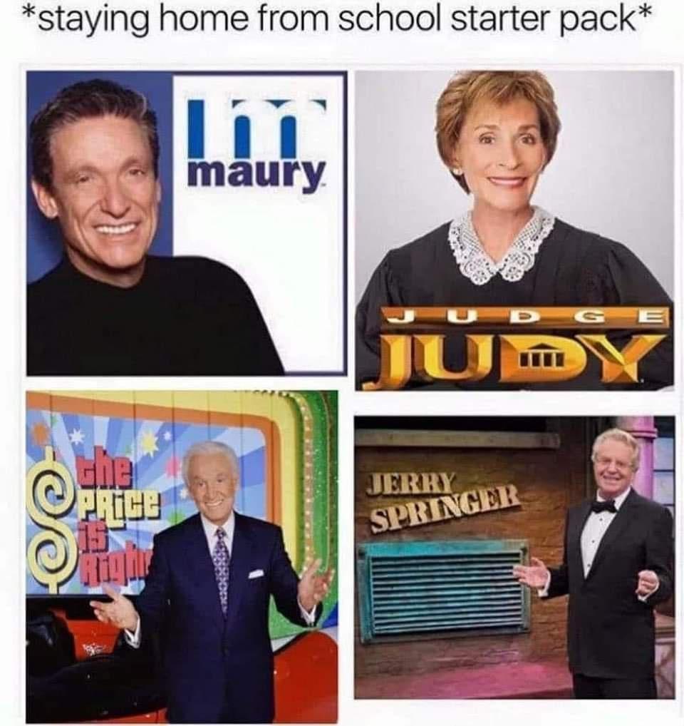 staying home from school starter pack