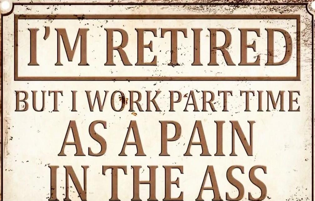 I'M RETIRED BUT I WORK PART TIME AS A PAIN IN THE ASS