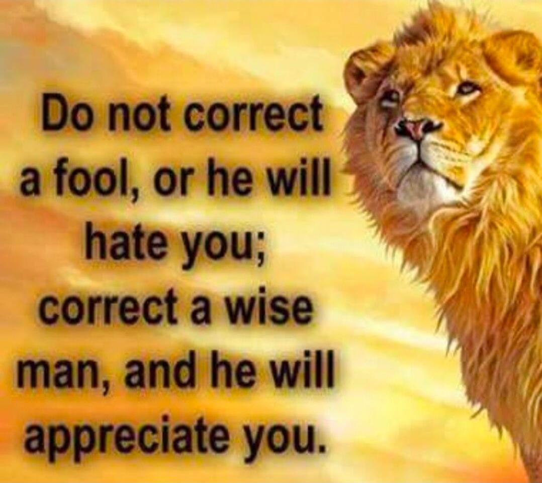 Do not correct a fool, or he will hate you; correct a wise man, and he will appreciate you.