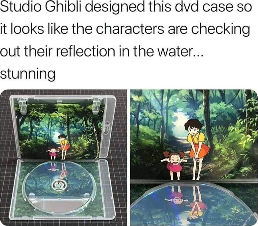 tudio Ghibli designed this dvd case so it looks like the characters are checking out their reflection in the water stunning