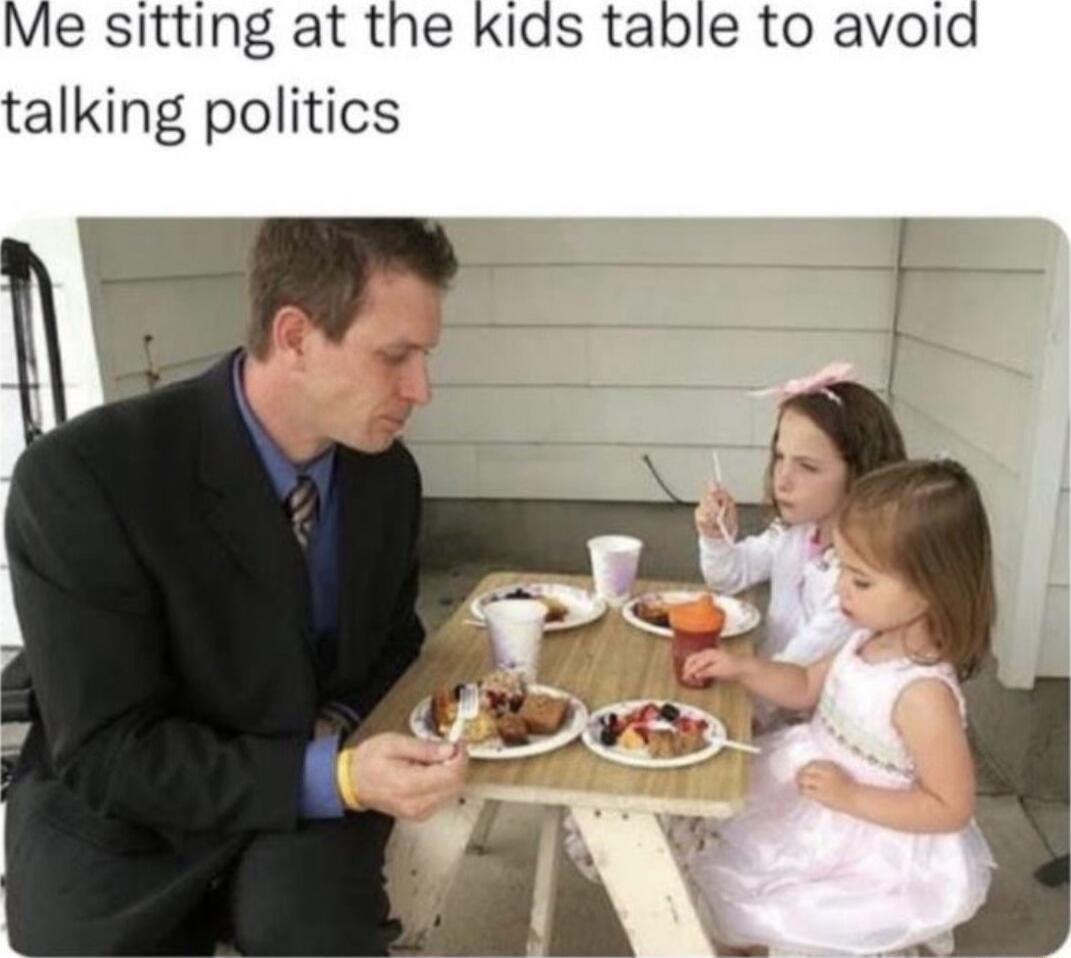 Me sitting at the Kias table to avoid talking politics
