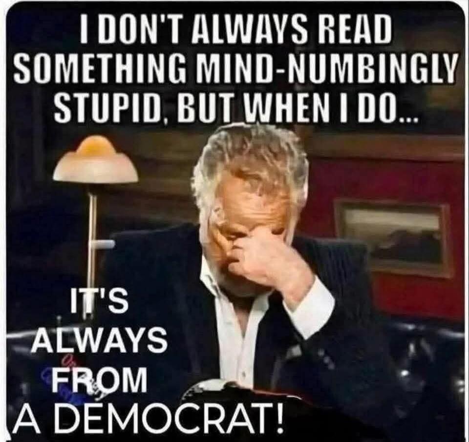 I DON'T ALWAYS READ SOMETHING MIND-NUMBINGLY STUPID, BUT WHEN I DO... IT'S ALWAYS FROM A DEMOCRAT!