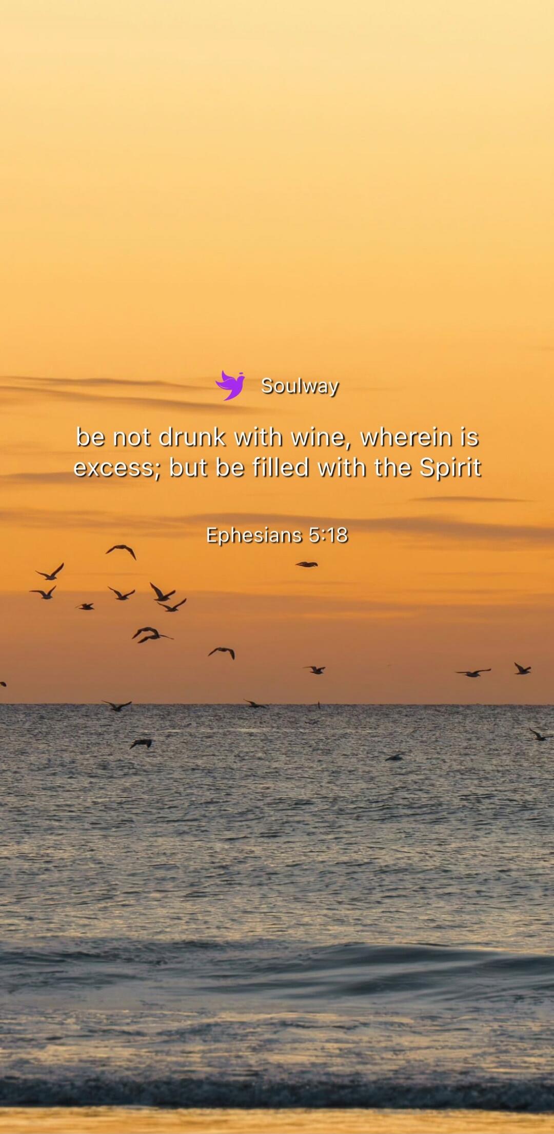 Soulway be not drunk with wine, wherein is excess; but be filled with the Spirit Ephesians 5:18
