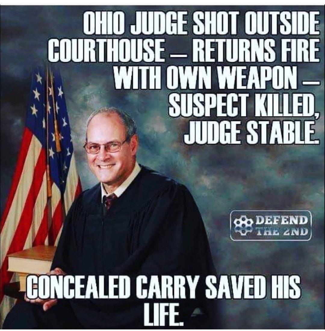 OHIO JUDGE SHOT DUTSIDE COURTHOUSE RETURNS FIRE 1 WITHOWN WERPON SUSPECT KILLED 3 4 W JUDGE STABLE VS J Y J M jgm rmni o S W VAPA VY llNlEAlEII GCARRY SAVED HIS LIFE
