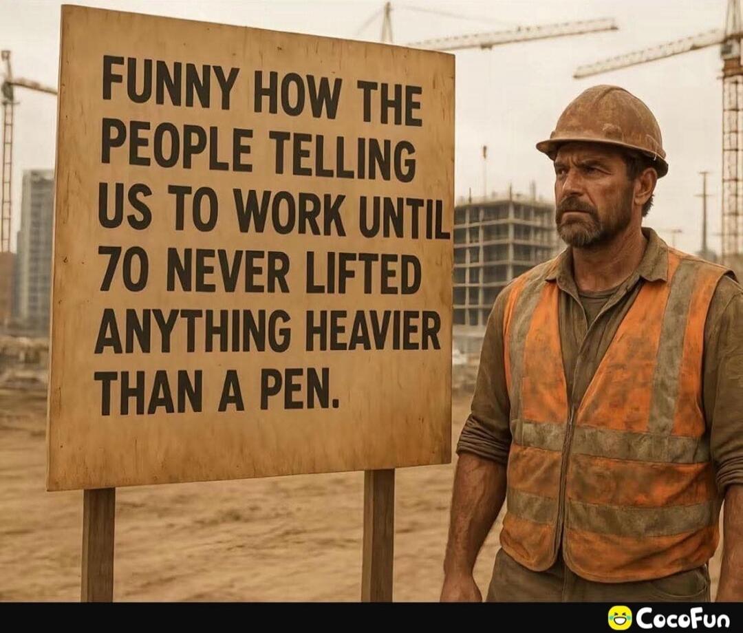 FUNNY HOW THE PEOPLE TELLING US TO WORK UNTIL 70 NEVER LIFTED ANYTHING HEAVIER THAN A PEN.
