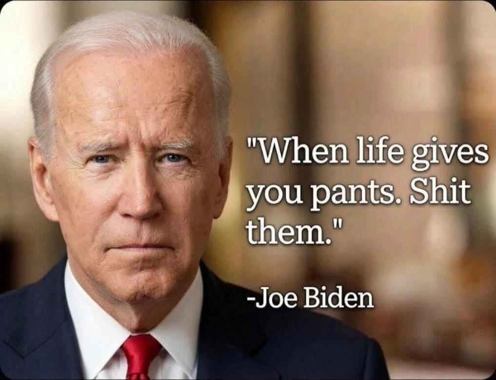 When life gives you pants. Shit them. -Joe Biden