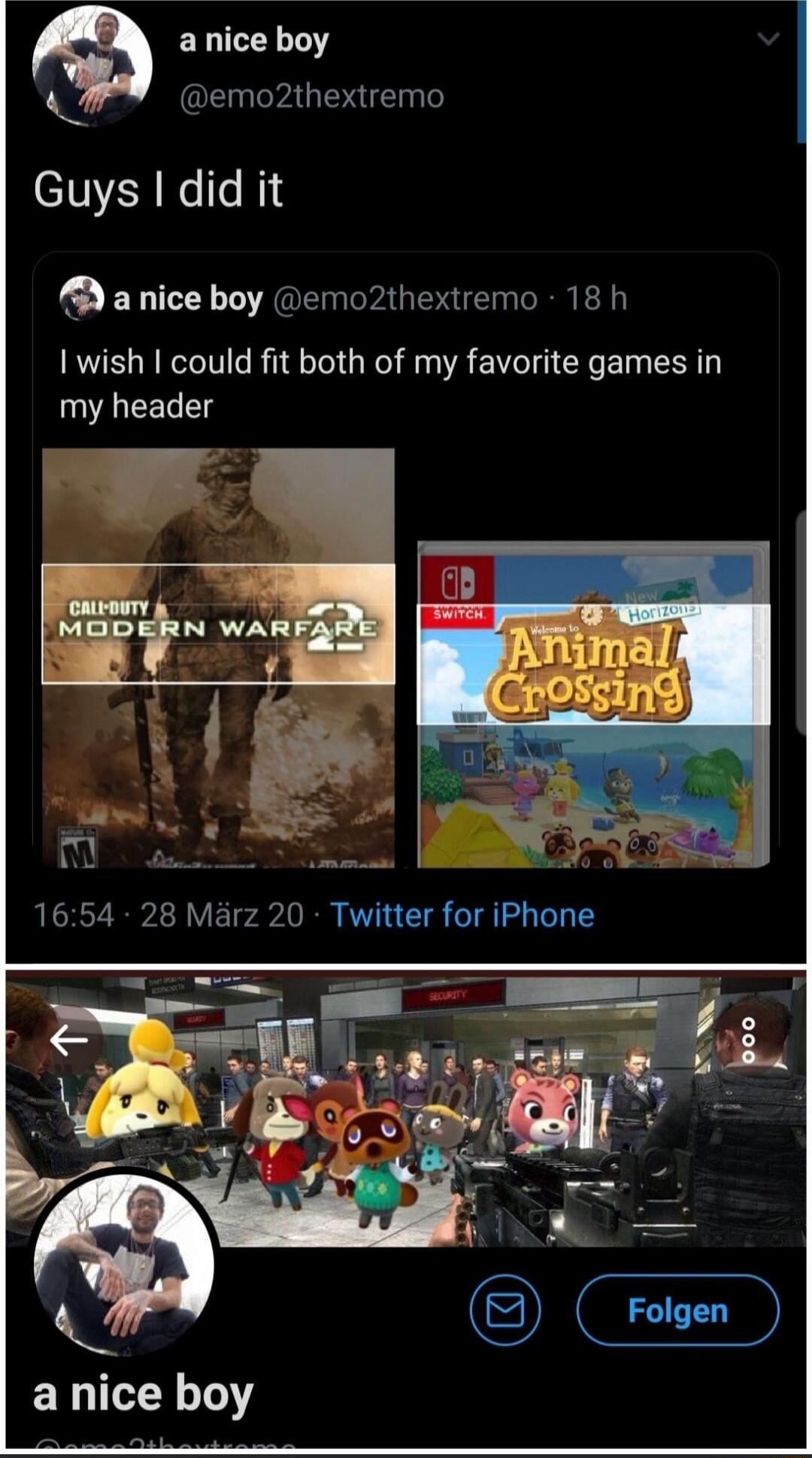 ERICY Y X emo2thextremo Guys did it anice boy emo2thextremo 18 h wish could fit both of my favorite games in my header EN TR0