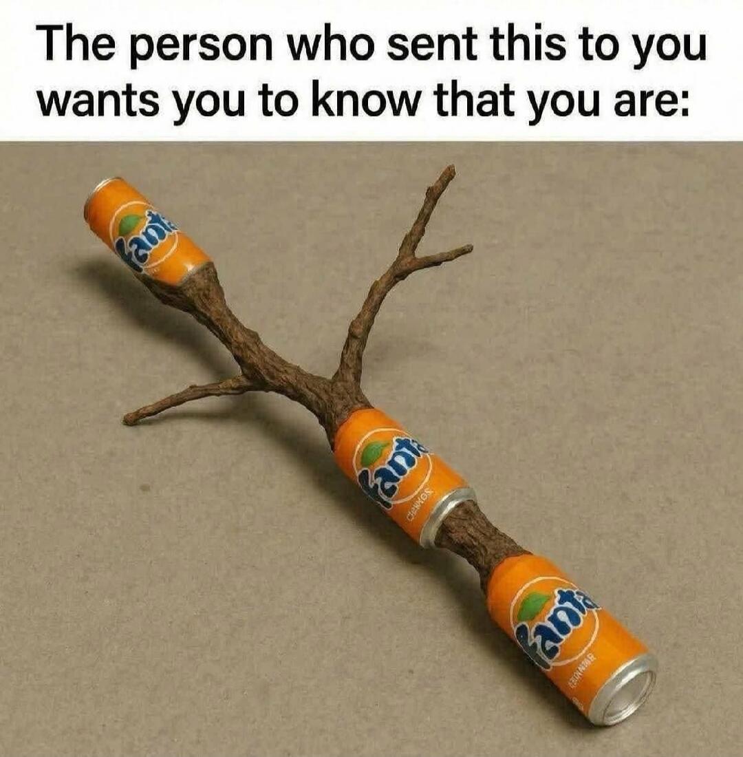 The person who sent this to you wants you to know that you are: [Fanta-stick, implying fantastic]
