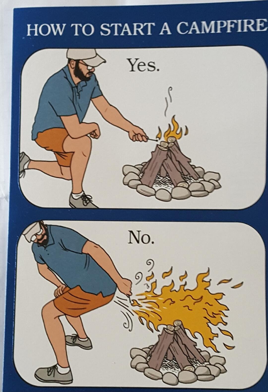 HOW TO START A CAMPFIRE
Yes.
No.