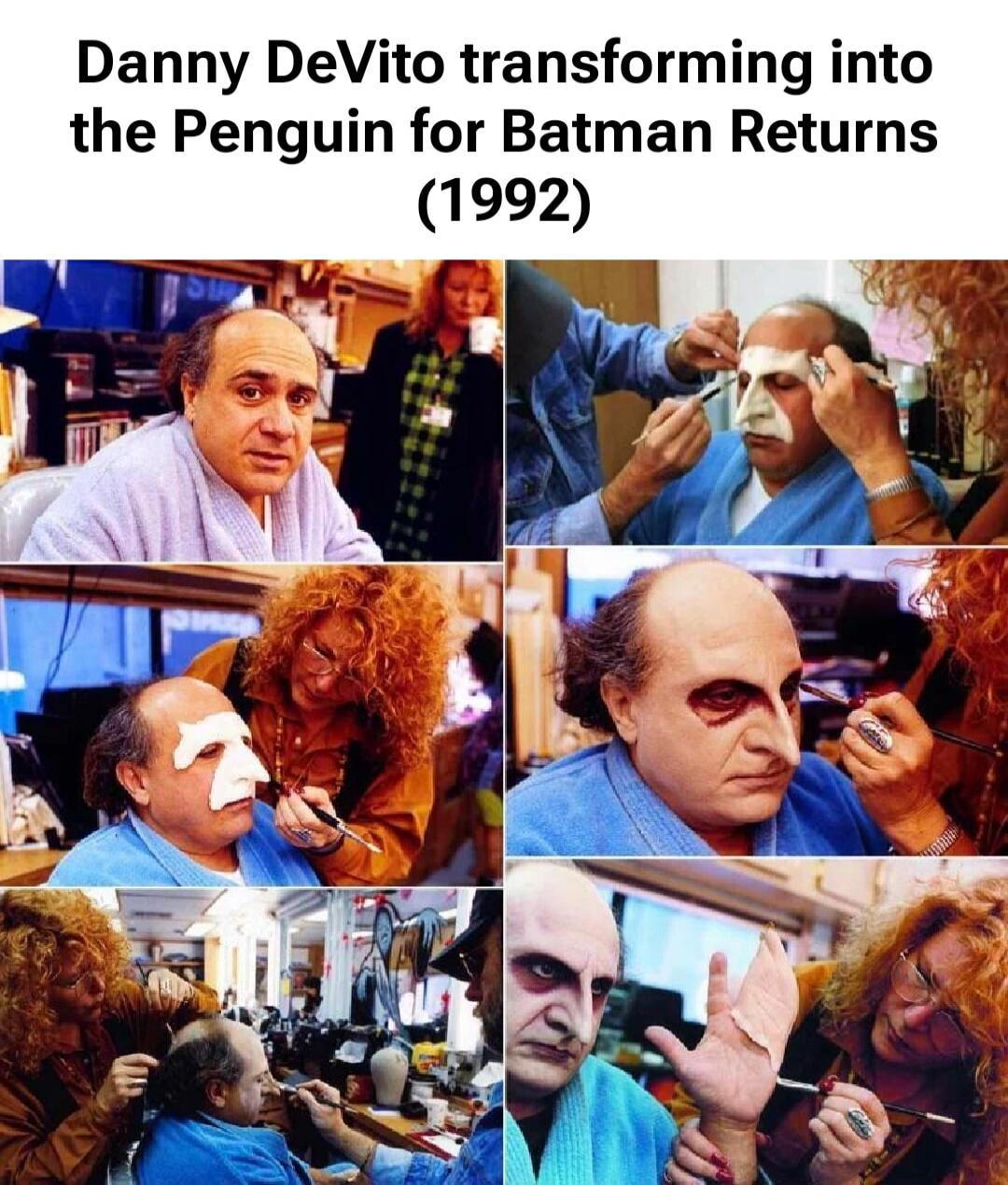Danny DeVito transforming into the Penguin for Batman Returns (1992)