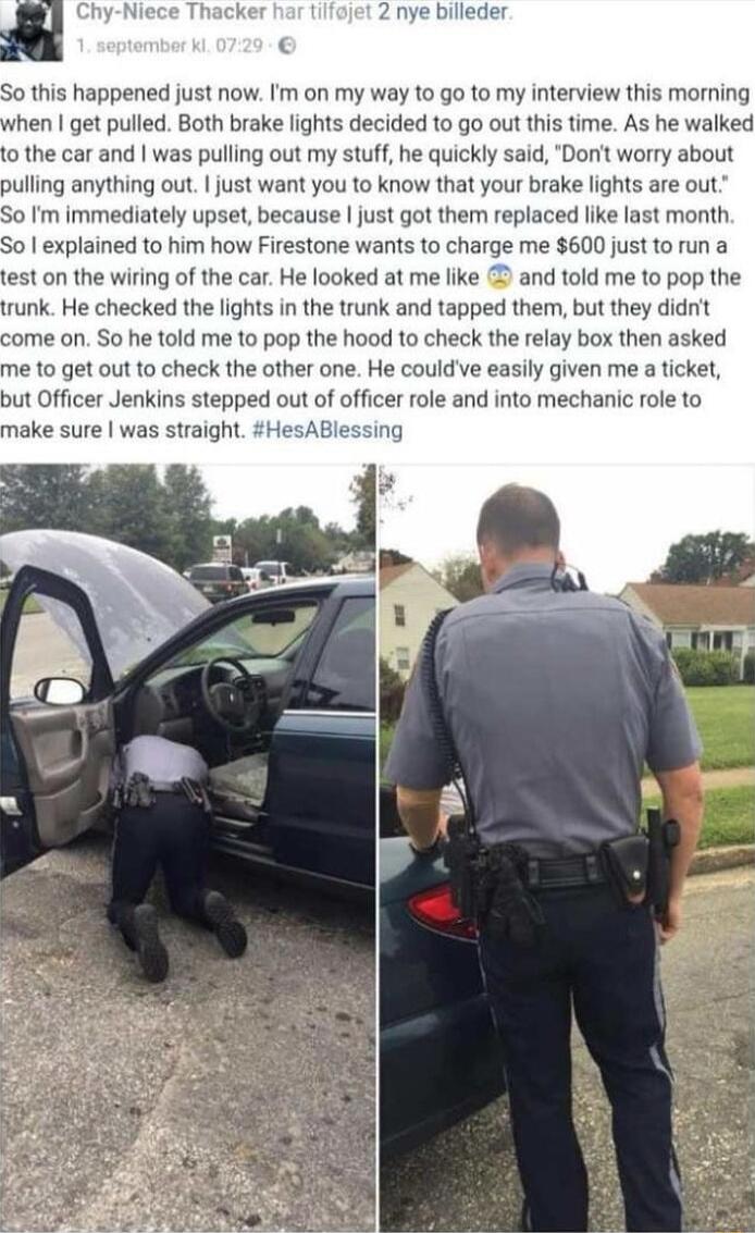 So this happened just now I on my way to go to my interview this morning then get pulled Both brake lights decided to go out this time As he walked 0 the car and was pulling out my stuff he quickly said Donit worry about pulling anything out just want you to know that your brake lights are out So Im immediately upset because just got them replaced like last month So explained to him how Firestone 