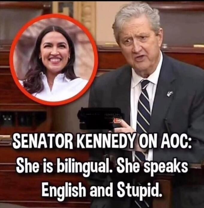 SENATOR KENNEDY ON AOC: She is bilingual. She speaks English and Stupid.