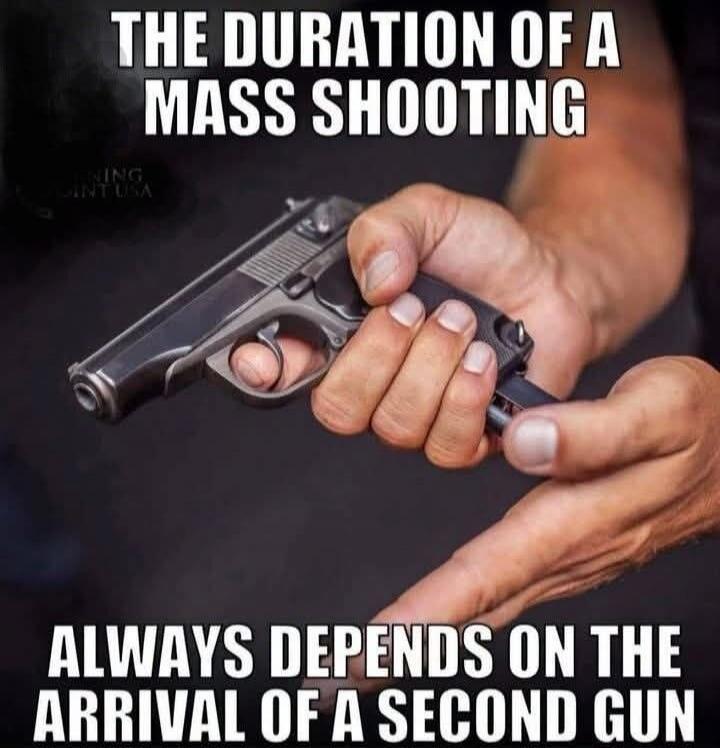 THE DURATION OF A MASS SHOOTING ALWAYS DEPENDS ON THE ARRIVAL OF A SECOND GUN